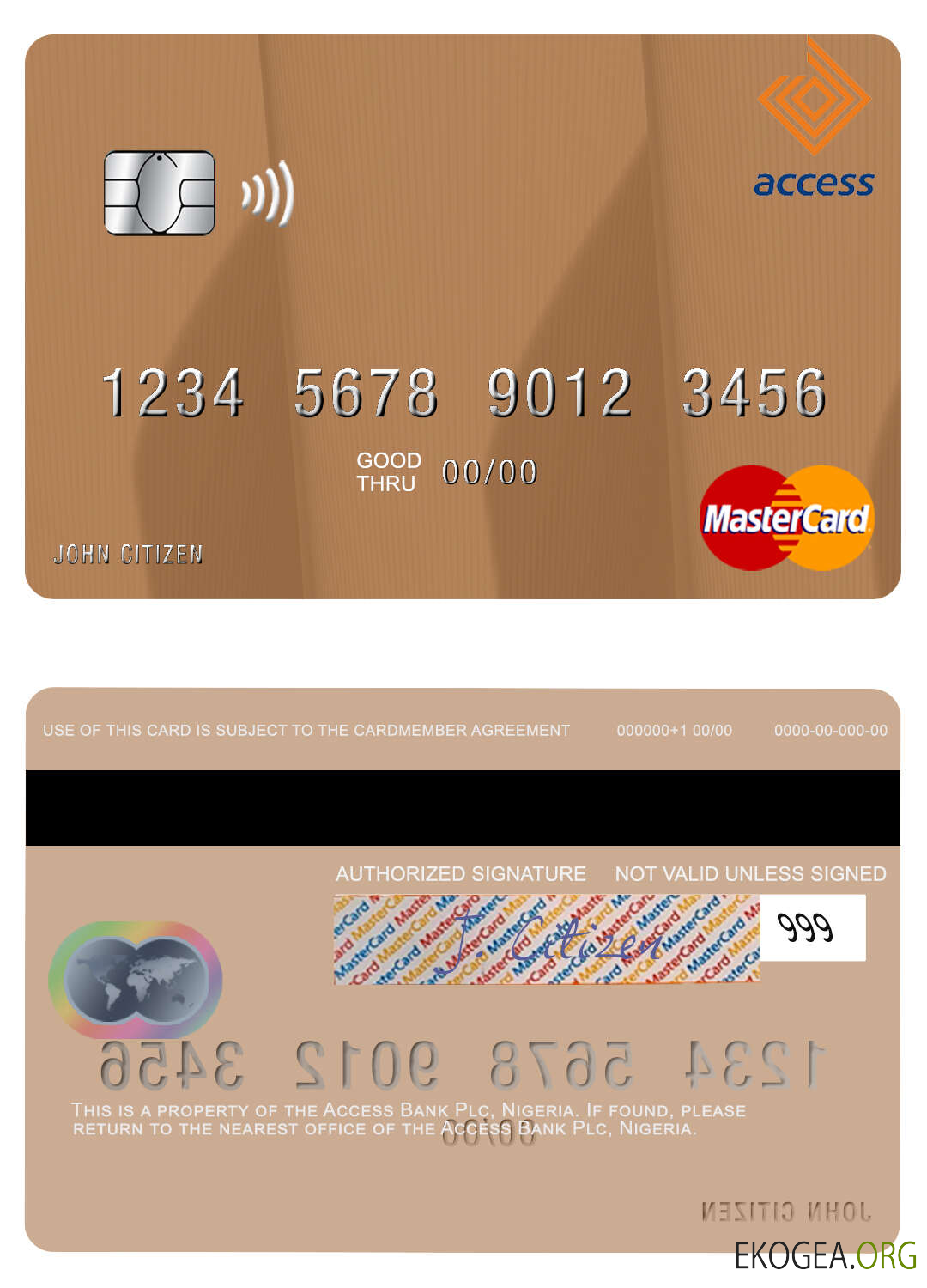 Carte master du Nigéria Access Bank Plc